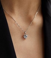 New Look Crystal Cubic Zirconia Heart Pendant Necklace